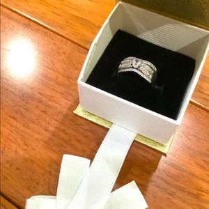 Engagement ring sterling silver 3piece set 7size